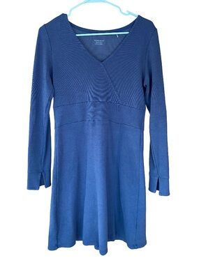 Toad & Co. blue Finlay v-neck long sleeve Tencel stretch dress size medium